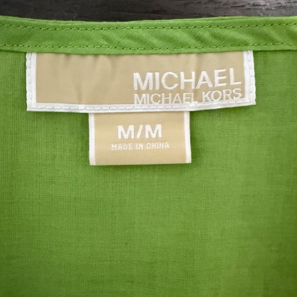 MICHAEL MICHAEL KORS GREEN EMBROIDERED 3/4 SLEEVE BOHO TUNIC TOP SIZE MEDIUM - Picture 6 of 7